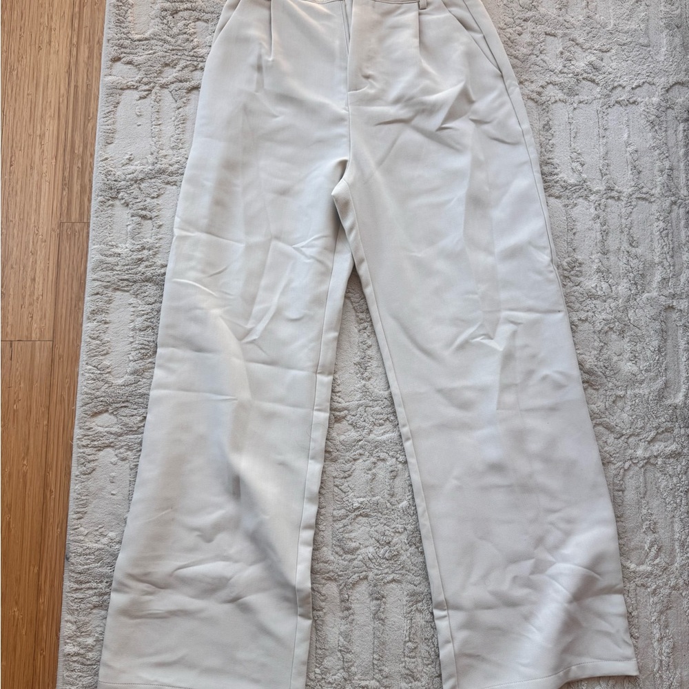 DISSH Cream Wide-Leg High-Rise Trousers